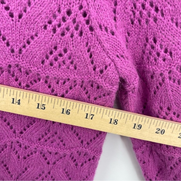 Sundance Bertina Everyday Turtleneck Pointelle Ruffled purple Sweater petite S - Picture 6 of 6